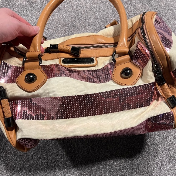 Betsey Johnson Purse with Canvas and Blush Sequins - Picture 2 of 10